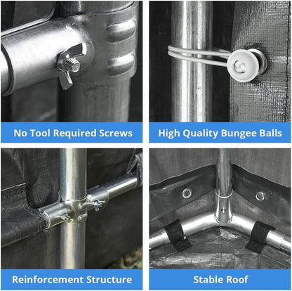 Heavy-Duty Fabric Storage Buildings ��� 6x6, 7x12, and 13x20 ft Car Shelters with Beige PE Cover and Galvanized