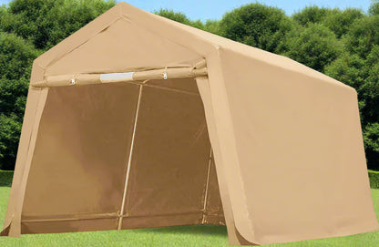 Heavy-Duty Fabric Storage Buildings ��� 6x6, 7x12, and 13x20 ft Car Shelters with Beige PE Cover and Galvanized