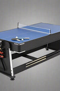 7ft 4-in-1 game table with pool, air hockey, table tennis, and dining top
Convertible multi-game table with storage for accessories
Full-size game table with air hockey surface and blower motor
Modern black and wood game table for family entertainment