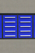 Red 7FT tool bench with drawers – front view

Blue tool chest storage drawers – side view

Stainless steel workbench close-up

Organized industrial tool station

Drawer slides and top workspace detail