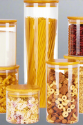 7-pack clear glass food storage jars with bamboo lids – assorted sizes for pantry and kitchen organization
