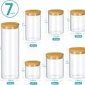 7-pack clear glass food storage jars with bamboo lids – assorted sizes for pantry and kitchen organization