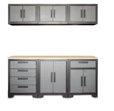 NEW 7 - Piece Garage Workbench & Tool Cabinet Set | Powder - Coated Steel | 71