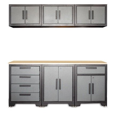 NEW 7 - Piece Garage Workbench & Tool Cabinet Set | Powder - Coated Steel | 71" Worktop | Lockable Storag - with | Sold by Uncle Wiener's Wholesale