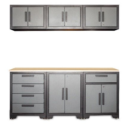 NEW 7 - Piece Garage Workbench & Tool Cabinet Set | Powder - Coated Steel | 71" Worktop | Lockable Storag - with | Sold by Uncle Wiener's Wholesale