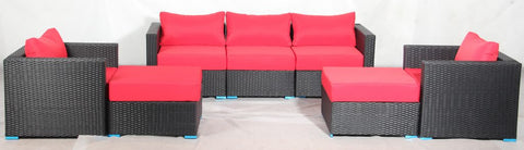 New 7 - Piece Outdoor Patio Furniture Set – Weather - Resistant Wicker Seating 619198 - with Royal Blue | Sold by Uncle Wiener's Wholesale