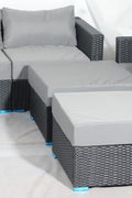 New 7 - Piece Outdoor Patio Furniture Set – Weather - Resistant Wicker Seating 619198 - with Royal Blue | Sold by Uncle Wiener's Wholesale