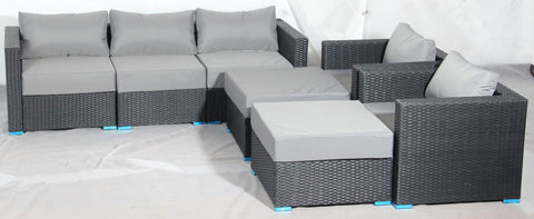 New 7 - Piece Outdoor Patio Furniture Set – Weather - Resistant Wicker Seating 619198 - with Royal Blue | Sold by Uncle Wiener's Wholesale