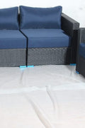 New 7 - Piece Outdoor Patio Furniture Set – Weather - Resistant Wicker Seating 619198 - with Royal Blue | Sold by Uncle Wiener's Wholesale