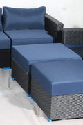 New 7 - Piece Outdoor Patio Furniture Set – Weather - Resistant Wicker Seating 619198 - with Royal Blue | Sold by Uncle Wiener's Wholesale