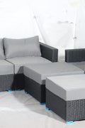 New 7 - Piece Outdoor Patio Furniture Set – Weather - Resistant Wicker Seating 619198 - with Royal Blue | Sold by Uncle Wiener's Wholesale
