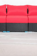 New 7 - Piece Outdoor Patio Furniture Set – Weather - Resistant Wicker Seating 619198 - with Red | Sold by Uncle Wiener's Wholesale