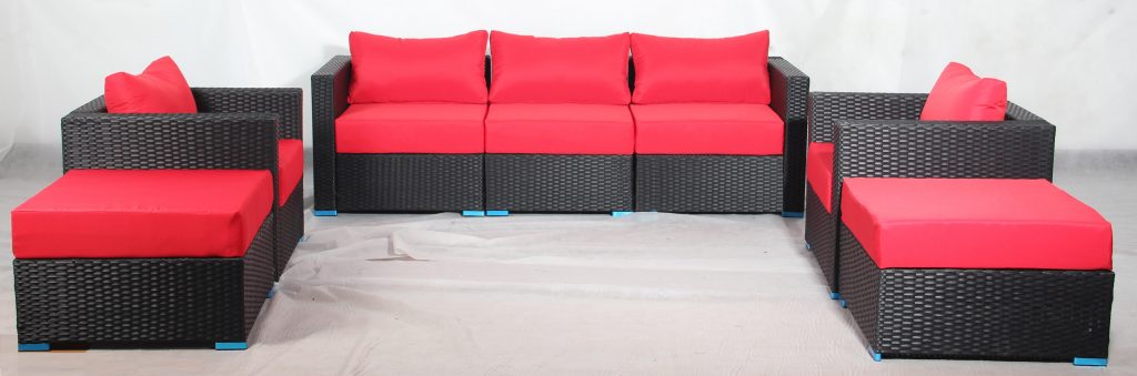 New 7 - Piece Outdoor Patio Furniture Set – Weather - Resistant Wicker Seating 619198 - with Red | Sold by Uncle Wiener's Wholesale