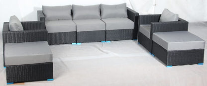 New 7 - Piece Outdoor Patio Furniture Set – Weather - Resistant Wicker Seating 619198 - with Royal Blue | Sold by Uncle Wiener's Wholesale