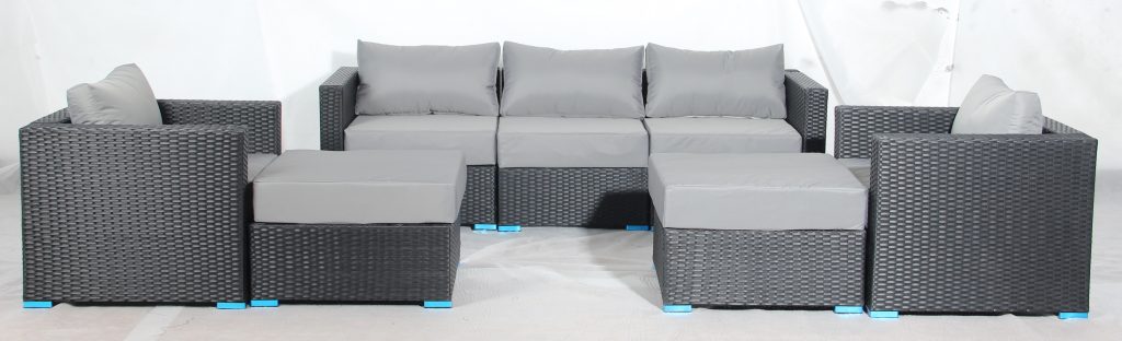 New 7 - Piece Outdoor Patio Furniture Set – Weather - Resistant Wicker Seating 619198 - with Royal Blue | Sold by Uncle Wiener's Wholesale