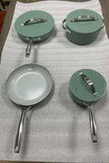 NEW 7 PIECE SET LUXURY CERAMIC NON STICK COOKWARE DUTCH OVEN PAN - with Sage | Sold by Uncle Wiener's Wholesale