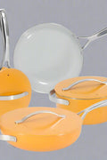 NEW 7 PIECE SET LUXURY CERAMIC NON STICK COOKWARE DUTCH OVEN PAN - with Marigold | Sold by Uncle Wiener's Wholesale