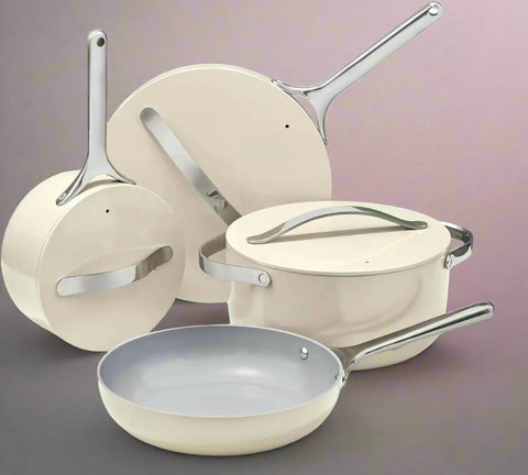 NEW 7 PIECE SET LUXURY CERAMIC NON STICK COOKWARE DUTCH OVEN PAN - with Sage | Sold by Uncle Wiener's Wholesale