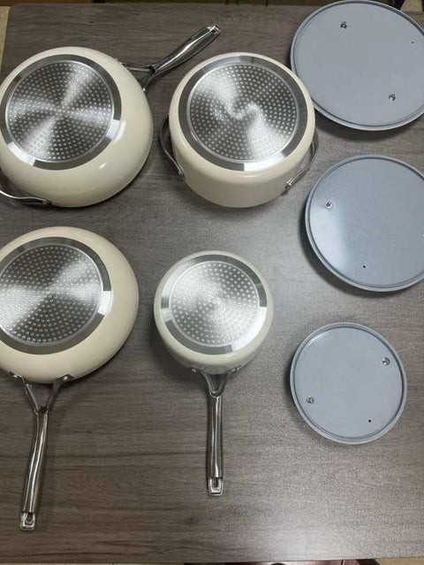 NEW 7 PIECE SET LUXURY CERAMIC NON STICK COOKWARE DUTCH OVEN PAN - with Sage | Sold by Uncle Wiener's Wholesale