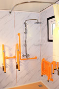 7-foot ADA-compliant portable restroom with ramp in outdoor setting
Inside view of wheelchair-accessible bathroom interior
Front door of handicap bathroom unit with ramp
Washbasin and toilet setup in ADA portable unit
Side view of accessible bathroom setup