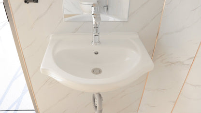 7-foot ADA-compliant portable restroom with ramp in outdoor setting
Inside view of wheelchair-accessible bathroom interior
Front door of handicap bathroom unit with ramp
Washbasin and toilet setup in ADA portable unit
Side view of accessible bathroom setup