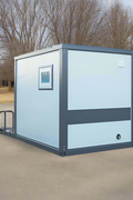 7-foot ADA-compliant portable restroom with ramp in outdoor setting
Inside view of wheelchair-accessible bathroom interior
Front door of handicap bathroom unit with ramp
Washbasin and toilet setup in ADA portable unit
Side view of accessible bathroom setup