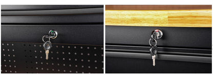 “72 inch black rolling tool cabinet with wood workbench top”

“Heavy-duty tool chest with 18 drawers for garage use”

“Workshop steel storage cabinet with lockable drawers”

“Industrial mobile tool box with solid wood top and wheels”

