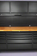 “72 inch black rolling tool cabinet with wood workbench top”

“Heavy-duty tool chest with 18 drawers for garage use”

“Workshop steel storage cabinet with lockable drawers”

“Industrial mobile tool box with solid wood top and wheels”


