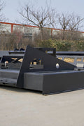 72 inch skid steer brush mower angled view

Underside of heavy-duty cutting blades

66 inch mower installed on skid steer

Skid steer clearing brush and saplings

Blade set and replacement part display