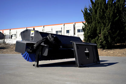 72" Hydraulic Skid Steer Angle Broom on Pavement
Side View of Skid Steer Sweeper with Steel Bristles
Heavy-Duty Skid Steer Snow and Dirt Broom Attachment
Close-up of SBA72RB2 Bristle Set on Angle Broom
Mounted Skid Steer Broom in Outdoor Worksite