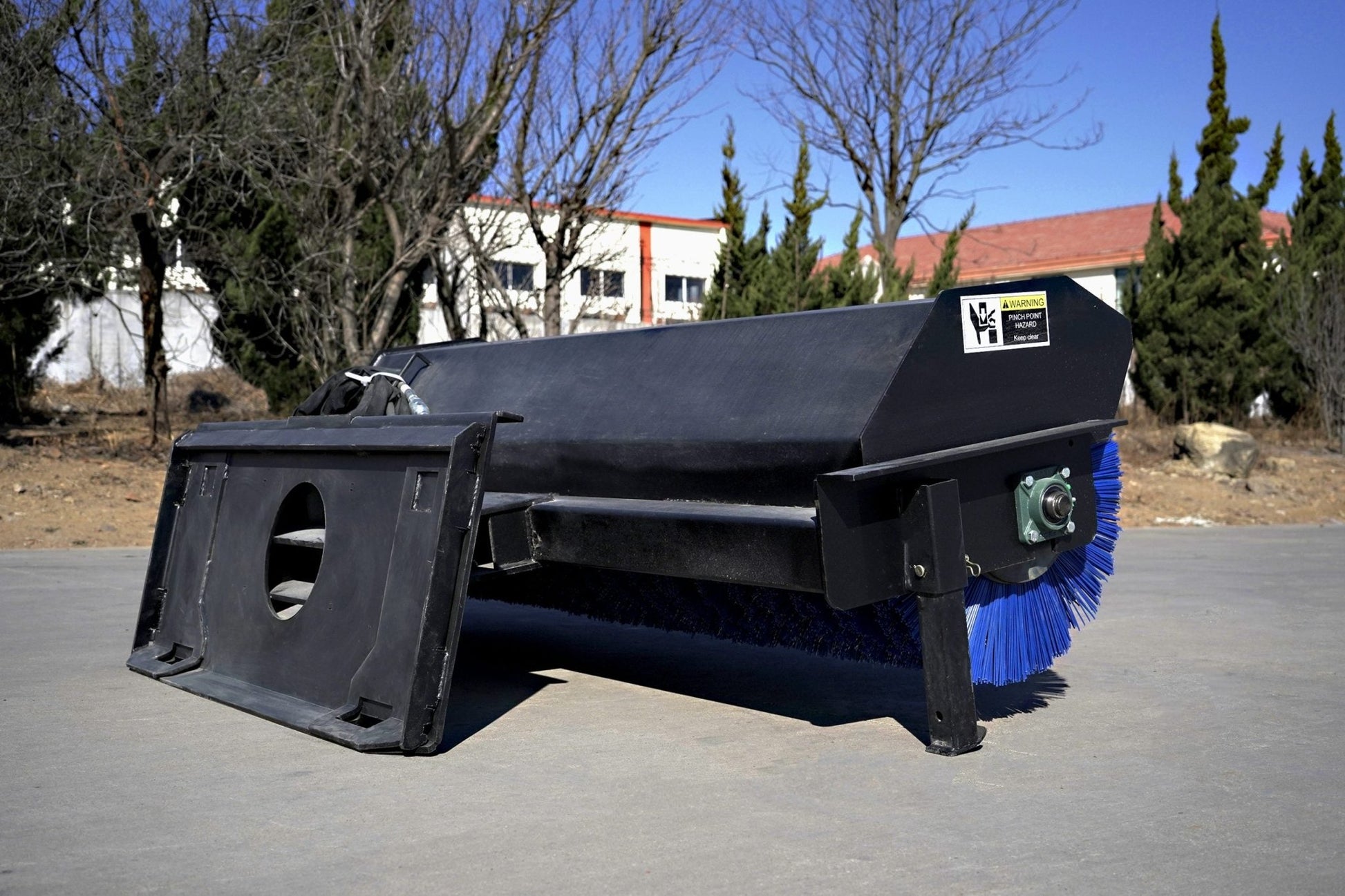 72" Hydraulic Skid Steer Angle Broom on Pavement
Side View of Skid Steer Sweeper with Steel Bristles
Heavy-Duty Skid Steer Snow and Dirt Broom Attachment
Close-up of SBA72RB2 Bristle Set on Angle Broom
Mounted Skid Steer Broom in Outdoor Worksite
