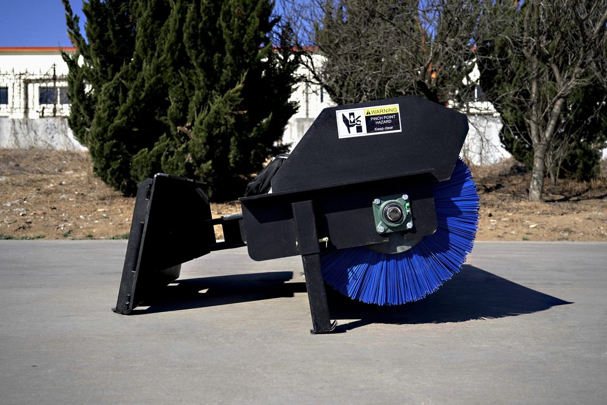 72" Hydraulic Skid Steer Angle Broom on Pavement
Side View of Skid Steer Sweeper with Steel Bristles
Heavy-Duty Skid Steer Snow and Dirt Broom Attachment
Close-up of SBA72RB2 Bristle Set on Angle Broom
Mounted Skid Steer Broom in Outdoor Worksite