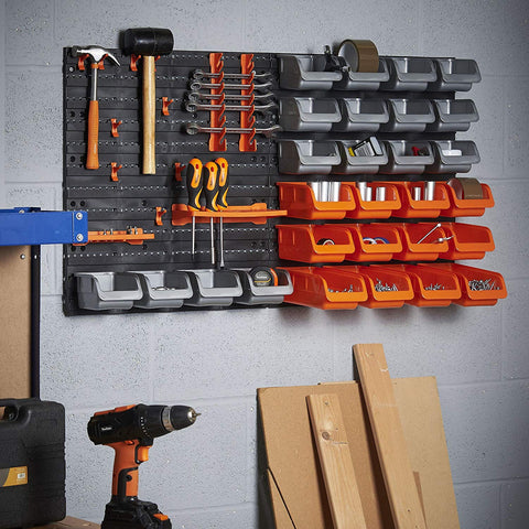 New 72 PCS Wall Mounted Pegboard & Storage Bin Panel Set – Heavy Duty Garage Organizer System GS8482 - with | Sold by Uncle Wiener's Wholesale