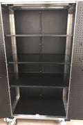 72 inch stainless steel rolling tool cabinet with dual locks

Industrial lockable storage cabinet on wheels

Powder-coated steel garage cabinet with smooth casters

Open view of tool cabinet with adjustable shelves

Heavy-duty mobile workshop cabinet with dual security locks
