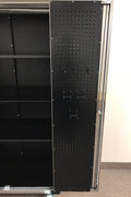 72 inch stainless steel rolling tool cabinet with dual locks

Industrial lockable storage cabinet on wheels

Powder-coated steel garage cabinet with smooth casters

Open view of tool cabinet with adjustable shelves

Heavy-duty mobile workshop cabinet with dual security locks