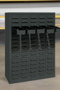 Front view of 75-drawer steel storage cabinet model S515DA
Industrial parts bin cabinet for bolts and screws
Wall-mountable 75-drawer metal tool storage cabinet
Heavy-duty steel cabinet with clear label drawers