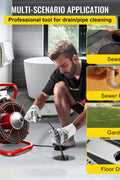 Electric 75 Ft Drain Cleaner Machine – Red
Plumbing Snake for Pipes and Drains – Professional Grade
Drain Cleaning Machine with Foot Pedal
Heavy-Duty Pipe Snake Equipment on Wheels
Close-Up of Steel Cable and Foot Pedal
