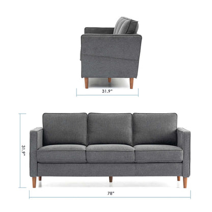 New 78" Modern Square Arm Couch – Stylish Living Room Sofa BT2552 - with Dark Gray | Sold by Uncle Wiener's Wholesale