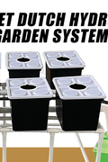 8-bucket hydroponic grow system with white reservoirs

Complete Dutch hydroponic system with tubing and connectors

Top-down view of full hydroponic garden kit setup

Multiple buckets connected in a hydroponic loop system

Dutch hydroponic grow kit displayed on white background