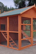 8-chicken wooden coop with nesting box and pull-out tray for backyard use
