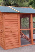 8-chicken wooden coop with nesting box and pull-out tray for backyard use
