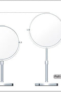 "8-Inch Double-Sided Vanity Mirror with 1X and 10X Magnification"

"360 Degree Rotating Makeup Mirror on Countertop"

"Iron-Coated Makeup Mirror with Non-Slip Base"

"Closeup View of 10X Magnification Vanity Mirror"

"Freestanding Rotating Makeup Mirror for Skincare and Grooming"