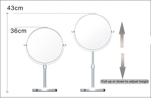 "8-Inch Double-Sided Vanity Mirror with 1X and 10X Magnification"

"360 Degree Rotating Makeup Mirror on Countertop"

"Iron-Coated Makeup Mirror with Non-Slip Base"

"Closeup View of 10X Magnification Vanity Mirror"

"Freestanding Rotating Makeup Mirror for Skincare and Grooming"