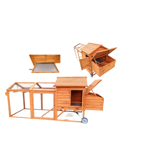 New 8 - Foot Chicken Tractor Coop Brown with Nesting Box Portable Hen Cage MSHC046B - with | Sold by Uncle Wiener's Wholesale