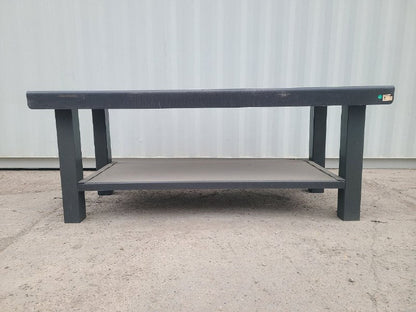 Heavy-duty steel welding table – 8 FT version
Side angle view of the 10 FT steel workbench
Industrial fabrication bench close-up
Front view showing welded leg design
Multiple steel tables in workshop setting