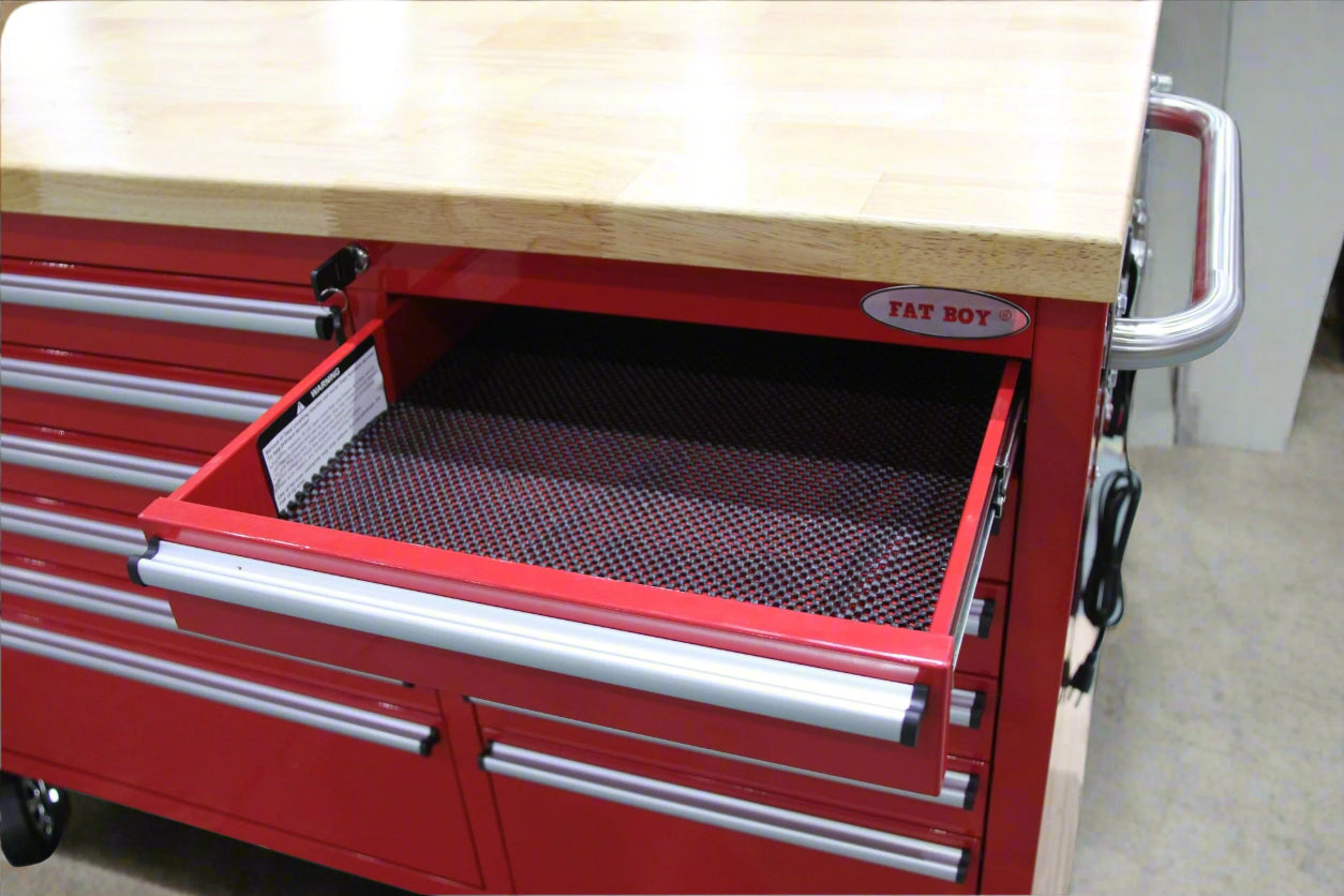 8FT Fatboy industrial tool bench with drawers and USB ports
Heavy-duty 24-drawer tool bench with stainless steel finish
Workshop organization tool bench with hardwood top
Mobile workbench with caster wheels and lockable drawers
