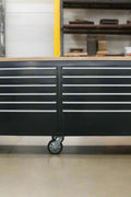 8FT Fatboy industrial tool bench with drawers and USB ports
Heavy-duty 24-drawer tool bench with stainless steel finish
Workshop organization tool bench with hardwood top
Mobile workbench with caster wheels and lockable drawers