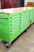8FT Fatboy industrial tool bench with drawers and USB ports
Heavy-duty 24-drawer tool bench with stainless steel finish
Workshop organization tool bench with hardwood top
Mobile workbench with caster wheels and lockable drawers