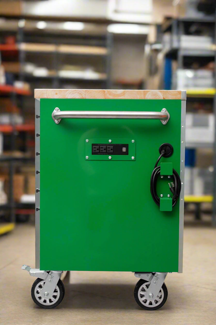 8FT Fatboy industrial tool bench with drawers and USB ports
Heavy-duty 24-drawer tool bench with stainless steel finish
Workshop organization tool bench with hardwood top
Mobile workbench with caster wheels and lockable drawers