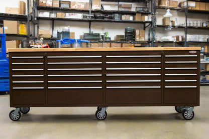 8FT Fatboy industrial tool bench with drawers and USB ports
Heavy-duty 24-drawer tool bench with stainless steel finish
Workshop organization tool bench with hardwood top
Mobile workbench with caster wheels and lockable drawers